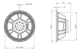 B&C 12NW76 Woofer 12" 8/16 Ohm - Terminali Push Button