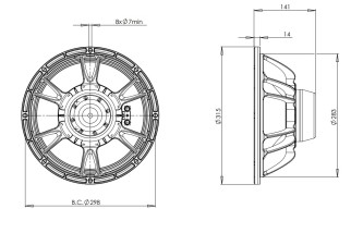 B&C 12NDL76 Woofer 12" 8/16 Ohm - Terminali Push Button