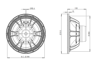 B&C 12NDL88 Woofer 12" 8/16 Ohm -  Terminali Push Button