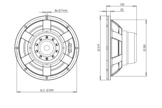 B&C 12BG100 Subwoofer 12” 4/8/16 Ohm – Terminali Faston