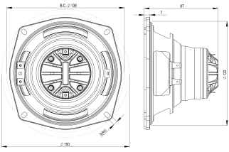 B&C 5CXN36 Coaxial 5" 8/16 Ohm - Terminal Faston