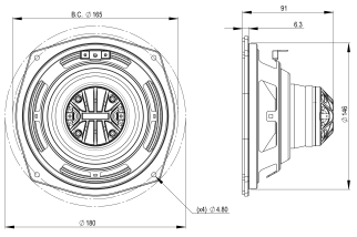 B&C 6CXN36 Coaxial 6" 8 Ohm - Terminali Faston