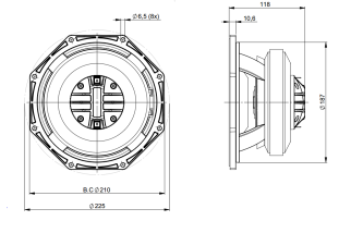 B&C 8FCX51 Coaxial 8" 8/16 Ohm - Terminali Faston