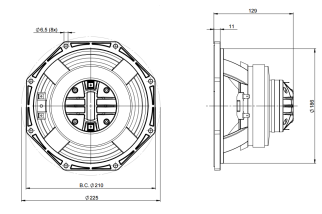 B&C 8CXT Coaxial 8" 8 Ohm - Terminali Faston