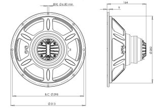 B&C  12CLX64 Coaxial 12" 8 Ohm - Terminali Faston