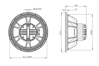 B&C 12HCX76 Coaxial 12" 8 Ohm - Terminali Push Button