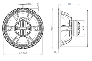B&C 14CXN76 Coaxial 14" 8 Ohm - Terminali Faston