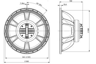 B&C 15FCX76 Coaxial 15" 8 Ohm - Terminali Faston