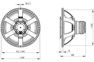 B&C 18HTX100 Triaxial 18" 8 Ohm - Terminali Faston