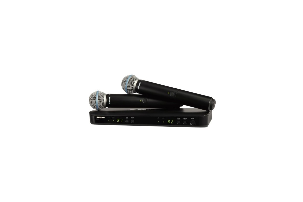 Shure BLX288E/B58-M17 – Sistema Wireless UHF Doppio con 2 Microfoni Palmari Beta 58A