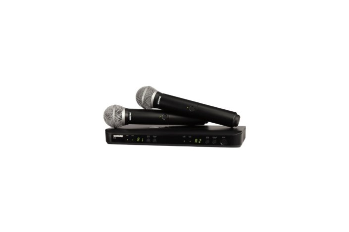 Shure BLX288E/PG58-K14 – Sistema Wireless UHF Doppio con 2 Microfoni Palmari PG58