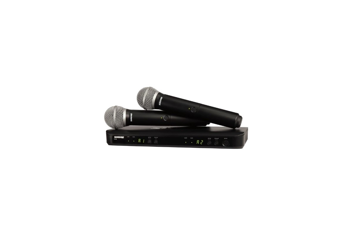 Shure BLX288E/PG58-K14 – Sistema Wireless UHF Doppio con 2 Microfoni Palmari PG58