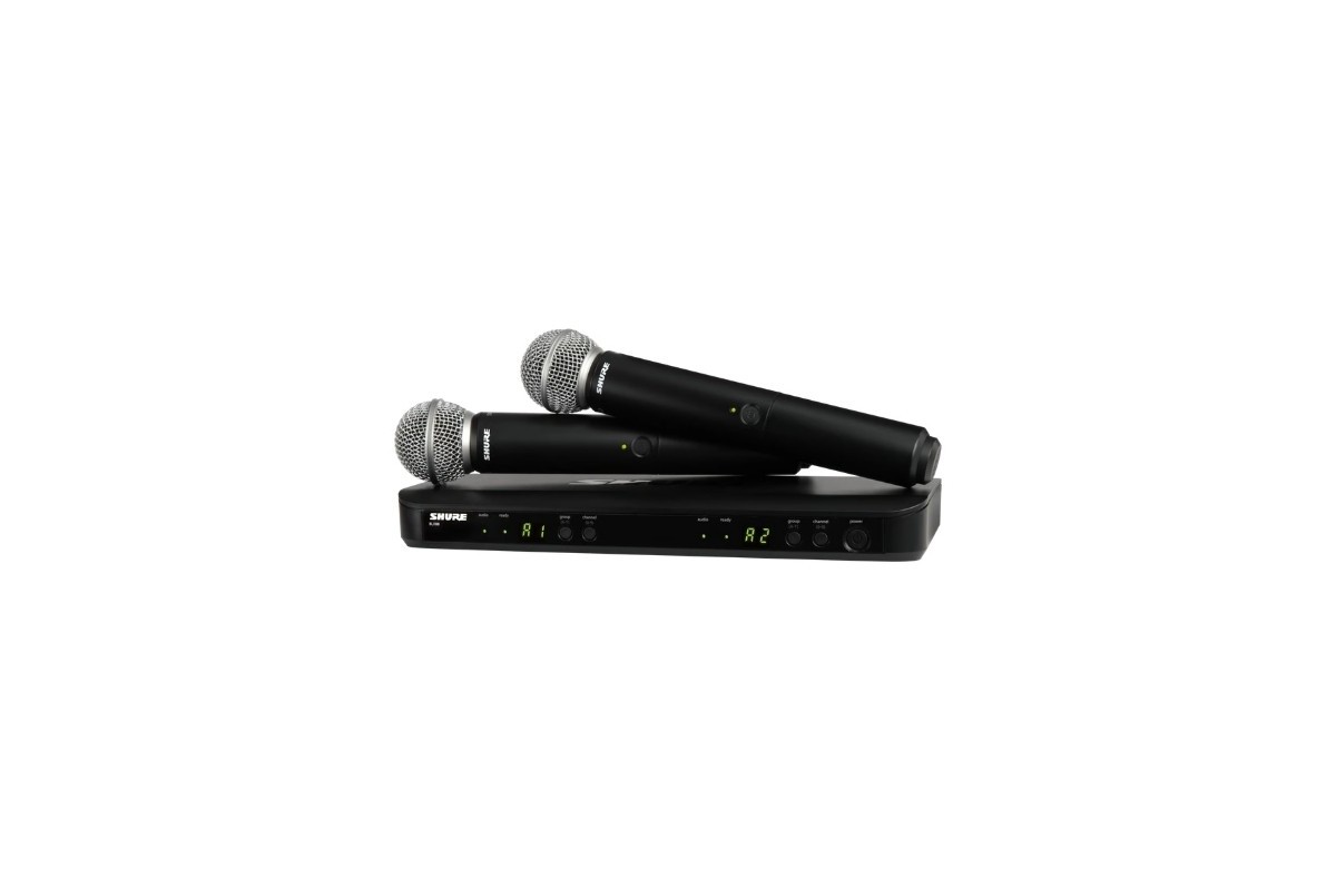 Shure BLX288E/SM58-H8E – Sistema Wireless UHF Doppio con 2 Microfoni Palmari SM58