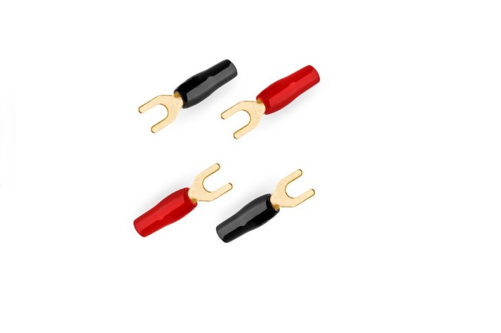 Ciare YCT Terminali a Forcella Dorati Isolati (Set 4 Pezzi Rosso/Nero)