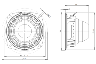 B&C 4NDF34 Woofer 4" 8/16 Ohm – Terminali Faston