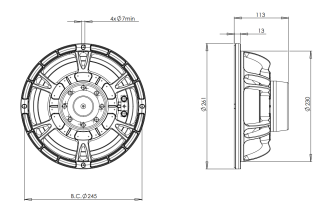 B&C 10NW64 Woofer 10” 8/16 Ohm – Terminali Push Button