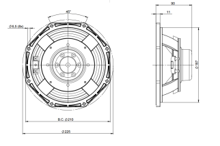 B&C 8NDL51 Woofer 8" 4/8/16 Ohm – Terminali Faston