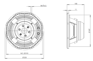 B&C 8NW51 Woofer 8" 8/16 Ohm – Terminali Faston