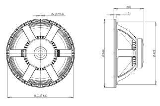 B&C 18PS76 Subwoofer 18" 4/8 Ohm – Terminali Faston