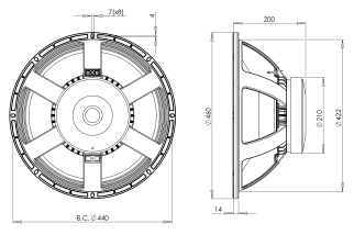 B&C 18RBX100 Subwoofer 18" 4/8 Ohm - Terminali Faston