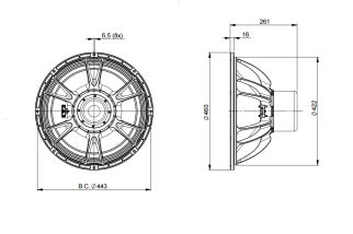 B&C 18IPAL Subwoofer 18" 1 Ohm - Termianli Faston