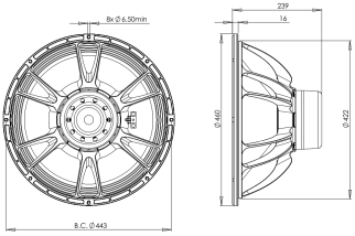 B&C 18DS100 Subwoofer 18" 4/8 Ohm – Terminali Push Button