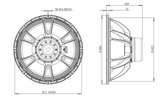 B&C 18SW100 Subwoofer 18" 4/8 Ohm – Terminali Faston