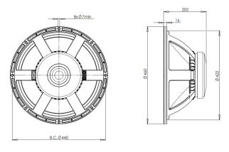 B&C 18PZB100 Subwoofer 18" 4/8 Ohm – Terminali Faston