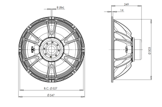 B&C 21SW115 Subwoofer 21" 4/8 Ohm – Terminali Faston