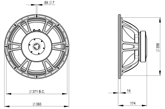 B&C 15FW88 Woofer 15" 8 Ohm – Terminali Faston