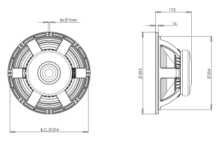 B&C 15PL100 Subwoofer 15" 8 Ohm – Terminali Faston