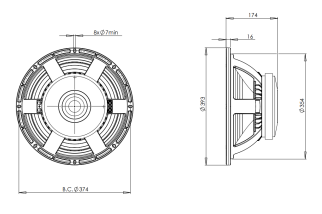 B&C 15PZB100 Subwoofer 15" 4/8 Ohm – Terminali Faston