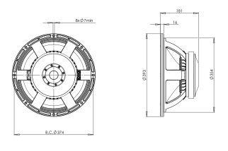 B&C 15TBX100 Subwoofer 15" 4/8 Ohm – Terminali Push Button
