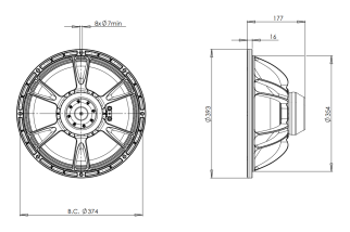 B&C 15NW76 Woofer 15" 4/8 Ohm – Terminali Faston