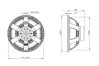 B&C 15NA100 Woofer 15" 8 Ohm – Terminali Push Button