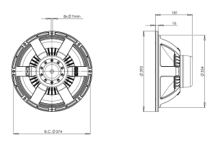 B&C 15NW100 Subwoofer 15" 4/8 Ohm – Terminali Push Button