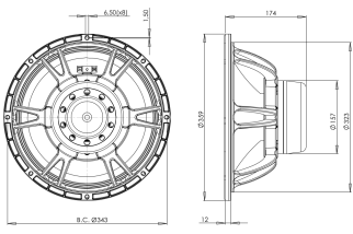 B&C 14NA100 Woofer 14" 8 Ohm - Terminali Faston