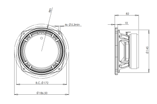 B&C 6MD38 Midrange 6.5" 8/16 Ohm – Terminali Faston