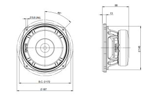 B&C 6PS44 Woofer 6.5" 8 Ohm – Terminali Faston