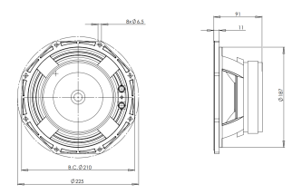 B&C 8PS21 Woofer 8" 4/8/16 Ohm – Terminali Faston