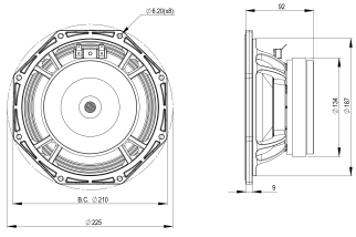 B&C 8FMB51 Midbass 8" 8/16 Ohm – Terminali Faston