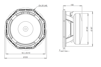 B7C 8FW51 Woofer 8" 8/16 Ohm – Terminali Faston