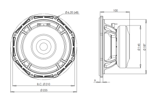 B&C 8FG64 Subwoofer 8" 8/16 Ohm – Terminali Faston