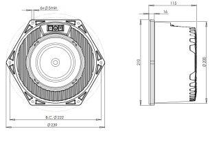 B&C 8NSM64 Midrange 8" 8/16 Ohm – Terminali Faston