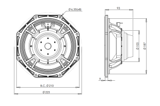 B&C 8MBX51 Midbass 8" 8/16 Ohm – Terminali Faston