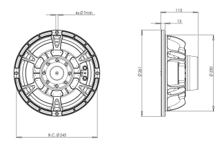 B&C 10NDL64 Woofer 10” 8/16 Ohm – Terminali Faston