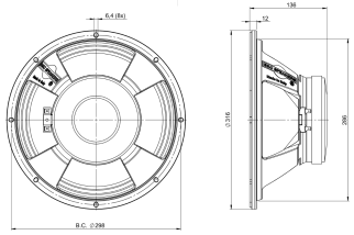 B&C 320K/C-A Fullrange 12"  8/16 Ohm - Terminali Faston