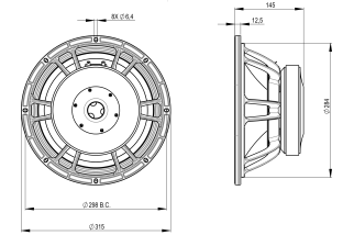 B&C 12FW88 Woofer 12" 8 Ohm - Terminali Faston