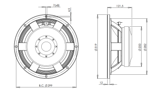 B&C 12PLB100 Woofer 12” 8 Ohm – Terminali Faston