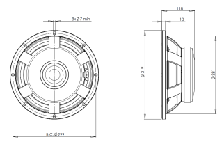 B&C 12PS100 Woofer 12" 8 Ohm - Terminali Faston